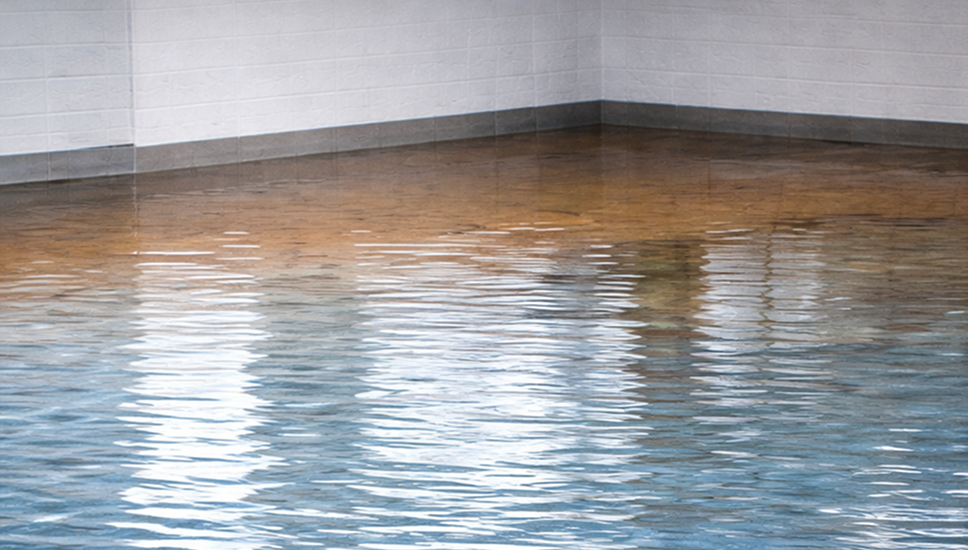 Category 1 clean water damage restoration — flooded room from burst pipe or appliance overflow requiring emergency water extraction in Sydney by Candid Cleaners