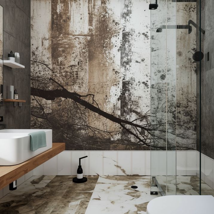 Bathroom mould remover guide, modern bathroom interior with textured feature wall in a Sydney home